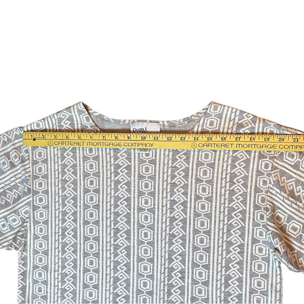 VTG Pebble Court 3/4 Sleeve Shirt Top Women Medium Bohemian Geometric Aztec Gray - Picture 12 of 16